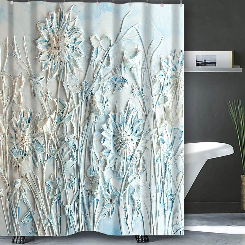 Κουρτίνα ντους με 12 γάντζους 180cm*180cm(70"*70") Πολυεστέρας Πλενόμενη Αδιάβροχη Ρουστίκ Αγροτικό Ξύλινο Vintage Σχέδιο Άχυρο 2025 - $22.99 –P3