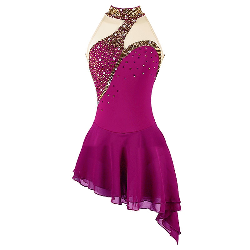 Eiskunstlaufkleid Damen Mädchen Eislaufen Kleider Schwarz Weiß Rosa Rückenfrei Spandex Hochelastisch Ausbildung Wettbewerb Eiskunstlaufkleidung Kristalle Ärmellos Eislaufen Eiskundstlauf 2026 - $134.99 –P5