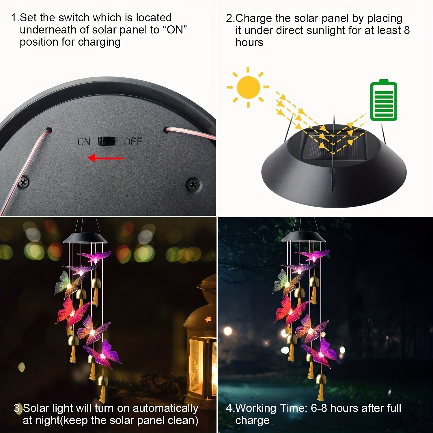 2025年 ソーラー風鈴ベルトンボ LED ライト屋外防水オートライト色が変わる太陽光発電ハンギングライト中庭の庭のパティオフェスティバルの装飾  コレクション – $17.49 –P6