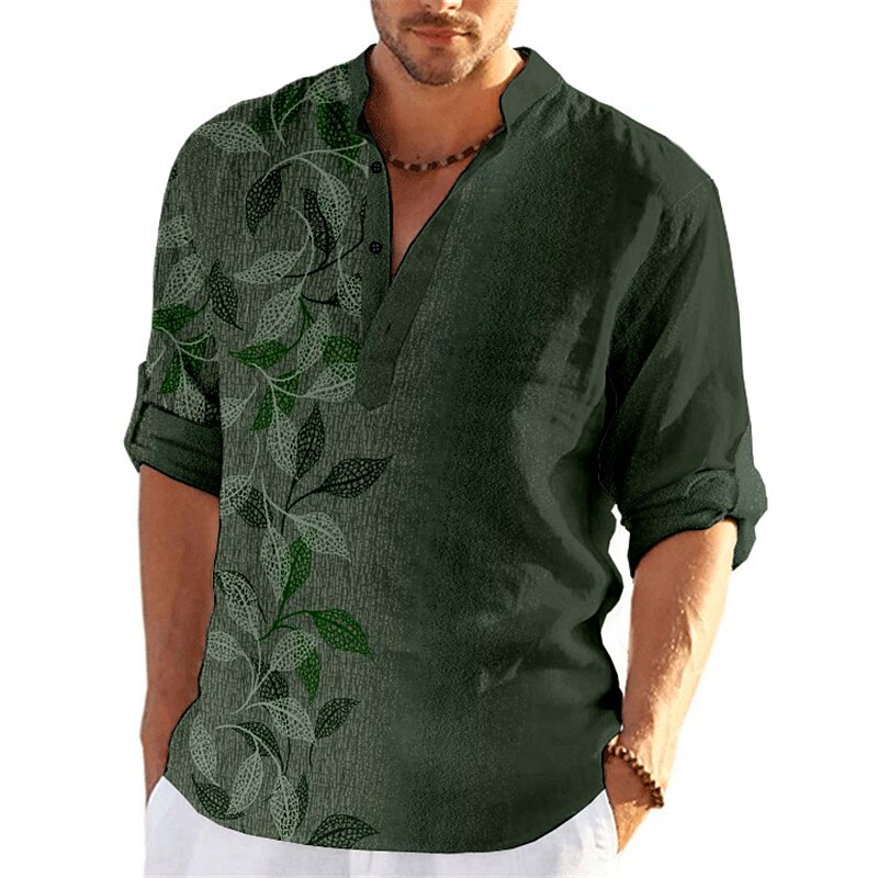 Per uomo Foglie Camicia Camicia con bottoni Manica lunga Di tendenza Streetwear Originale Informale Per uscire Estate Primavera Autunno Colletto alla coreana Stampa Blu Viola Verde Cachi Grigio del 2025 a $24.99 –P3