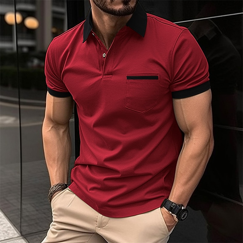 Miesten Button Up Polos Golfpaita Kausaliteetti Pyhäpäivä Kauluskäänne Lyhythihainen Muoti Perus Tavallinen Perinteinen Kesä Normaali Tulenpunainen Vaalea taivaansininen Valkoinen Tumma 2025 - $15.49 –P12