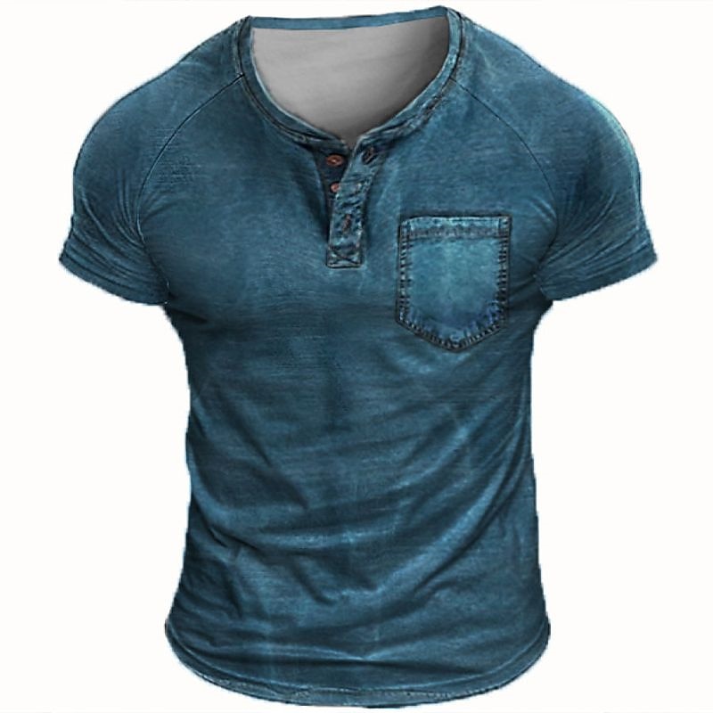 Homens Camiseta Camisa Henley T-shirt Manga Curta Tecido Moda Designer Básico Estilo vintage Henley Férias Rua Para Noite Verão Cinzento Camiseta Henley de 2026 por $20.99 –P1
