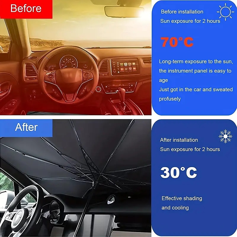 Car Sunshade Umbrella for Front Window, Foldable UV Protection Interior Sun Shade, Auto Windshield Cover, UV Blocker for Car 2025 - $17.99 –P7