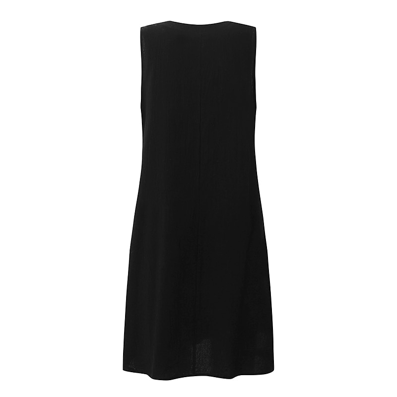 Women's Black Yellow khaki Summer Spring Midi Dress Linen-Inspired Dresses Casual Dress Cotton Linen Dress Basic Casual Outdoor Vacation Daily Regular Fit Pure Color V Neck 2025 - $26.99 –P11