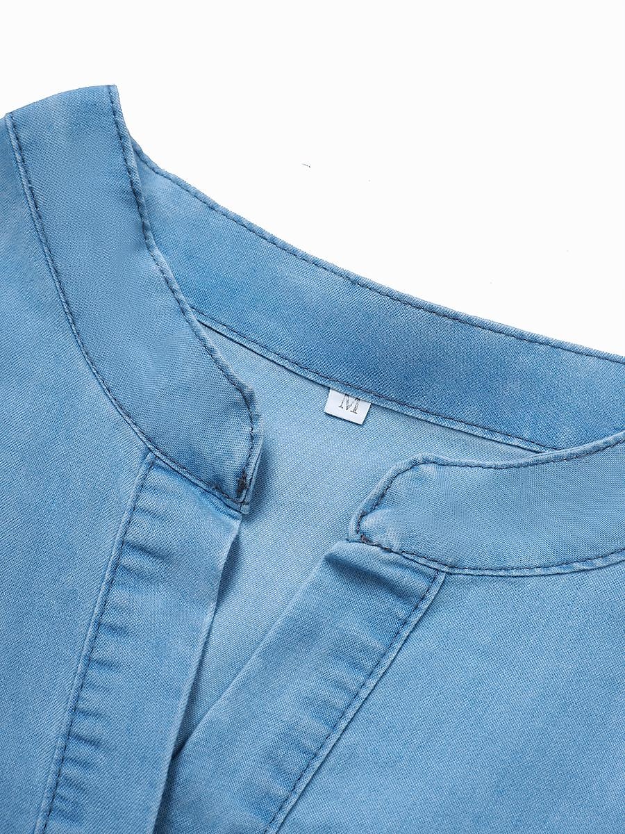 Dam Denimklänningar Vardagsklänning Denimskjorta klänning Midiklänning Denim Ledigt Utomhus Dagligen Semester Tröjkrage Knapp Halvlång ärm Sommar Vår 2023 Lös passning Ljusblå Ren färg S M L XL XXL 2025 - $41.99 –P7