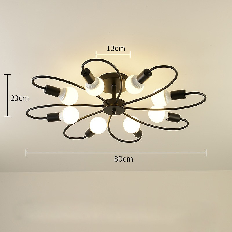 LED-Deckenleuchte, 6/8-flammig, dimmbar mit Fernbedienung, Unterputz-Deckenleuchte, Acryl-Lampenschirm, Kronleuchter, Schlafzimmer, Wohnzimmer, Blumenform, Schwarz/Weiß, 110–240 V 2025 - $129.99 –P5