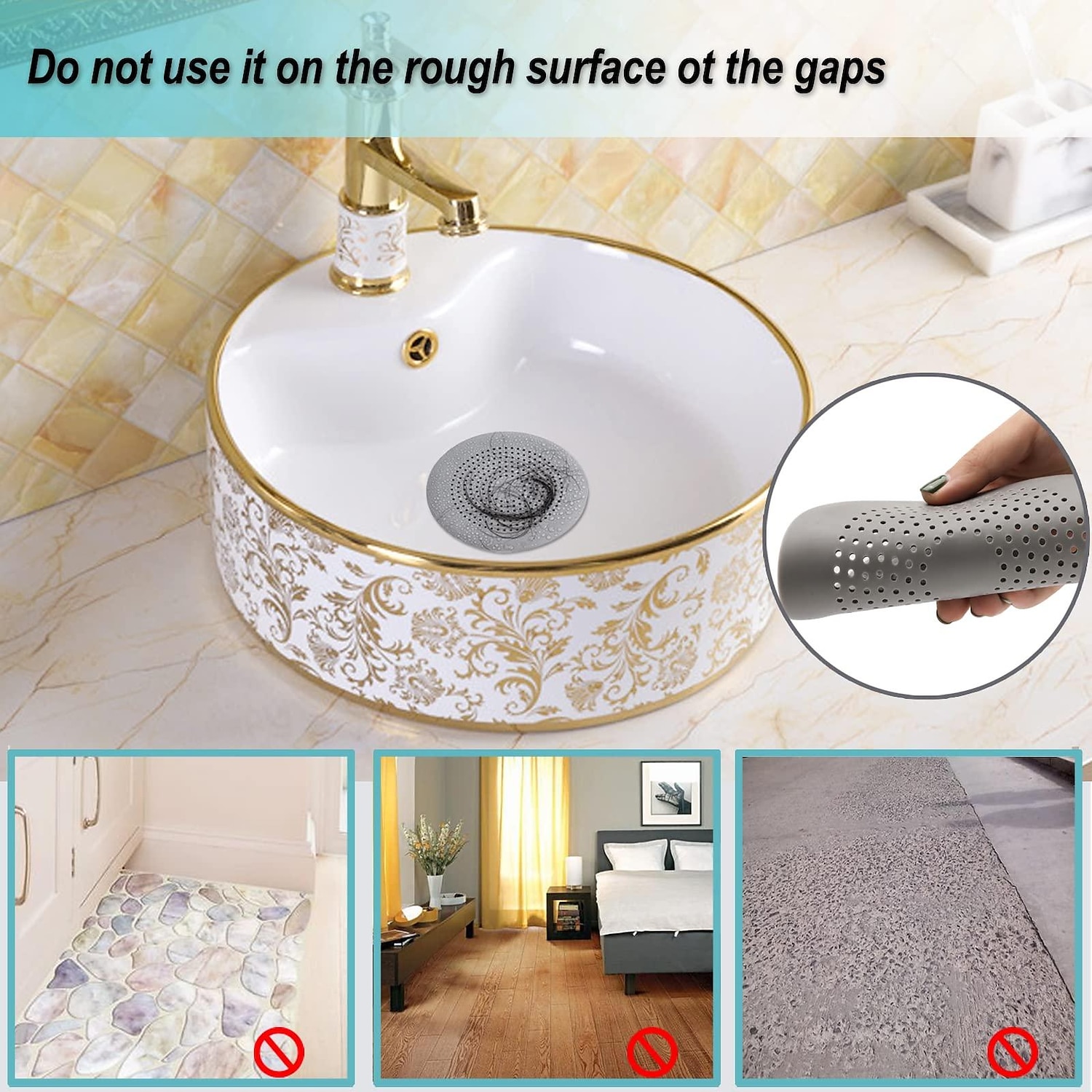 Hair Drain Catcher,Square Drain Cover for Shower Silicone Hair Stopper with Suction Cup,Easy to Install Suit for Bathroom,Bathtub,Kitchen 2 Pack