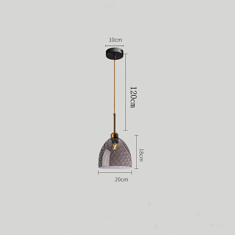Lampes suspendues à LED îlot de cuisine en verre 10 "éclairage en verre soufflé à la main luminaires d'entrée de foyer de ferme moderne globe suspendu au plafond sur la table ambre/gris fumé 110-240v de 2025 ? $135.99 –P9