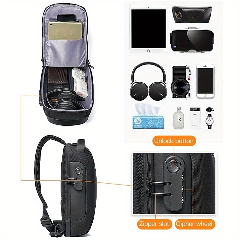 Men's Crossbody Bag Chest Bag Oxford Cloth Daily Large Capacity Durable Solid Color Black Army Green Camouflage 2025 - $26.99 –P2