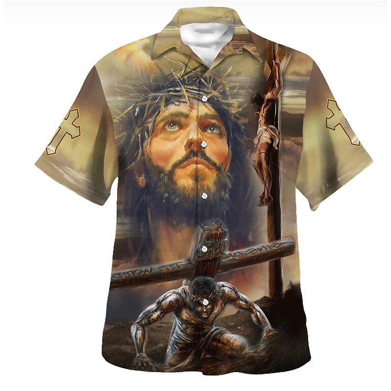 Ziua Independenței Americane Bărbați Scrisă Σταυρός Steagul american Cămașă Camașă cu nasturi Manșon scurt Modă Șic Stradă Designer Zilnic Ieșire Sfârșit de săptămână Vară Primăvară Răsfrânt Imprimeu 2025 - $24.99 –P5