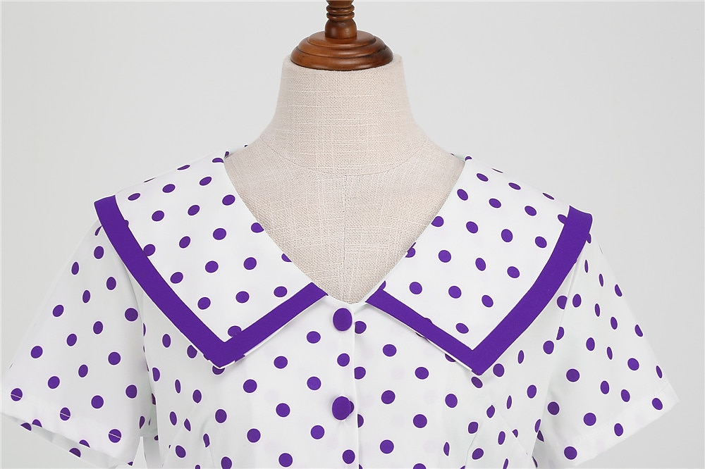 Pöttyös Retró 1950-es Egy vonalú ruha Rockabilly Swing ruha Pöttyös Női Alkalmi / Napi Lánybúcsú Felnőttek Ruha Hazatérő ruhák 2025 - GBP £18 –P4