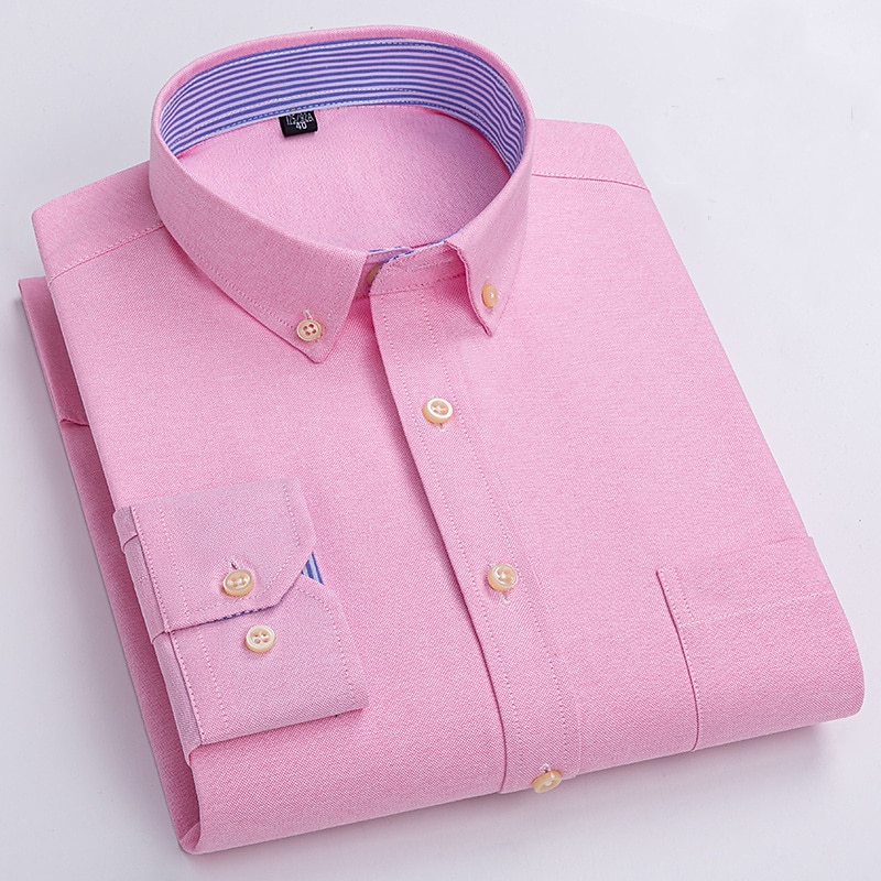 Herren Oberhemd Gestreiftes Hemd Hemd Bügelfreies Hemd Oxford Hemd Kariert / Gestreift / Chevron Hochzeit Büro & Karriere Hellblau Dunkelrot Rote Dunkelmarine Langarm Hemdkragen Ganzjährig Bekleidung 2025 - $33.99 –P10