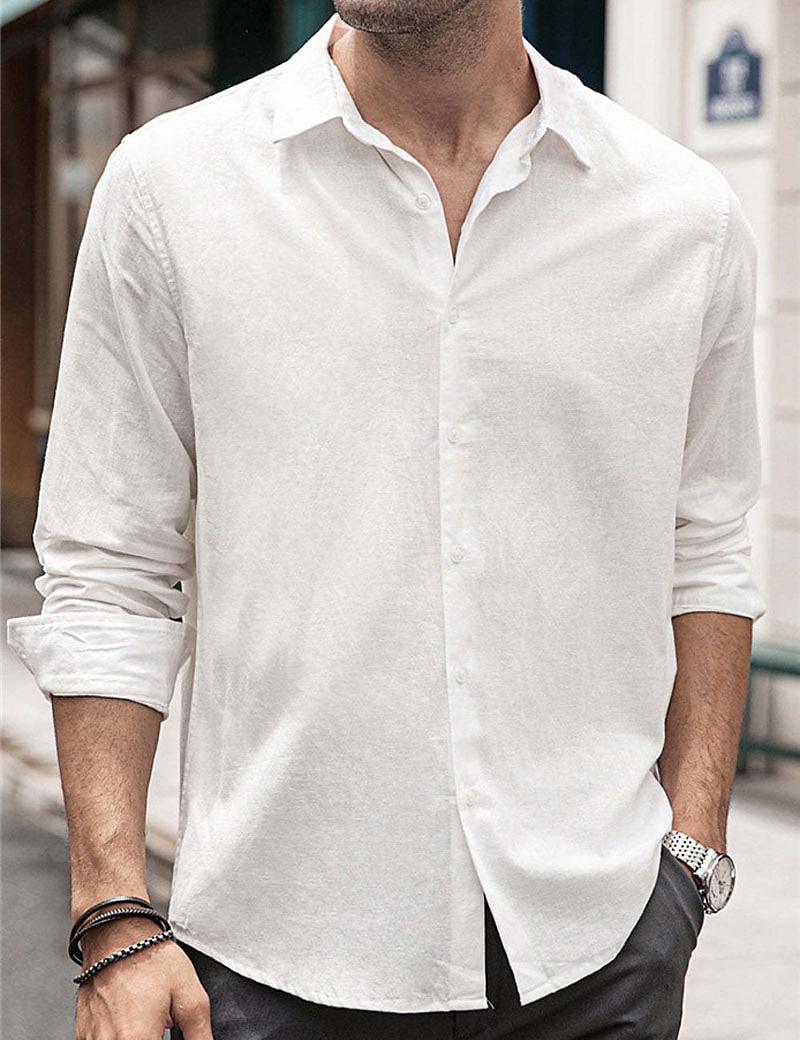 White linen 2024 shirt mens uk