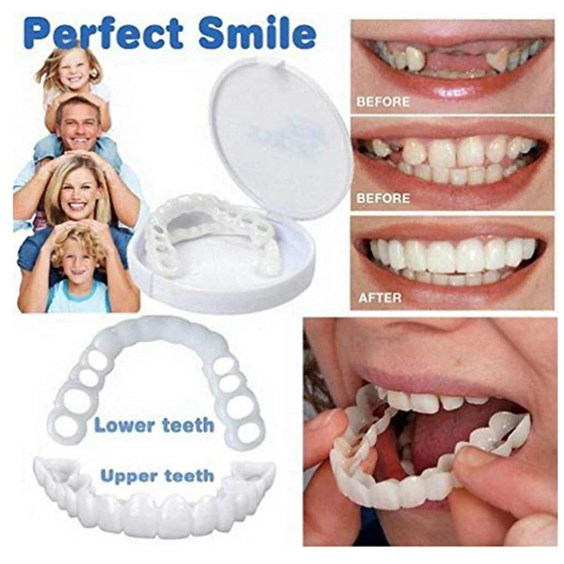 1 Packung Silikon-Zahnaufhellung, Zahnspangen, Simulationsprothese, obere Zähne, untere Zähne, Set mit Box, perfektes Lächeln 2025 - $9.49 –P6