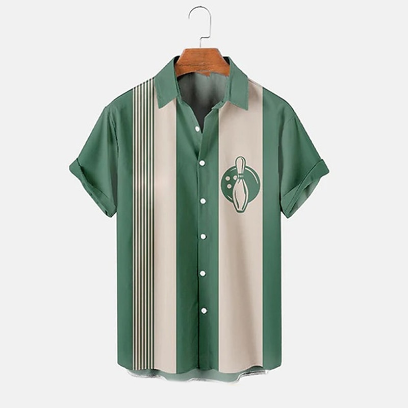 Homme Rayé Boule de bowling Chemise Chemise de quilles Chemise boutonnée Manche Courte Sportif Mode Vêtement de rue Extérieur Casual du quotidien Eté Printemps Col rabattu Imprimer Bouton bas Jaune de 2025 ? $24.99 –P5
