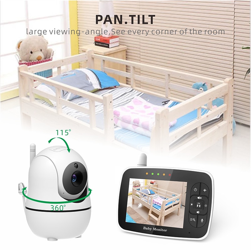 babyfoon - 3,5 scherm video babyfoon met camera en audio - afstandsbediening pan-tilt-zoom nachtzicht vox-modus temperatuurbewaking slaapliedjes 2-weg praten 960ft bereik 2025 - $142.99 –P1