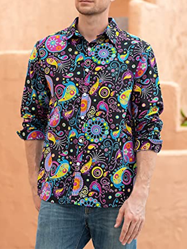 Retrò Vintage Anni '70 Camicia Disco Floreale Paisley Per uomo Casual Quotidiano Parata dell'Orgoglio Mese dell'orgoglio Adulti Top Tutte le stagioni del 2025 a $23.99 –P11