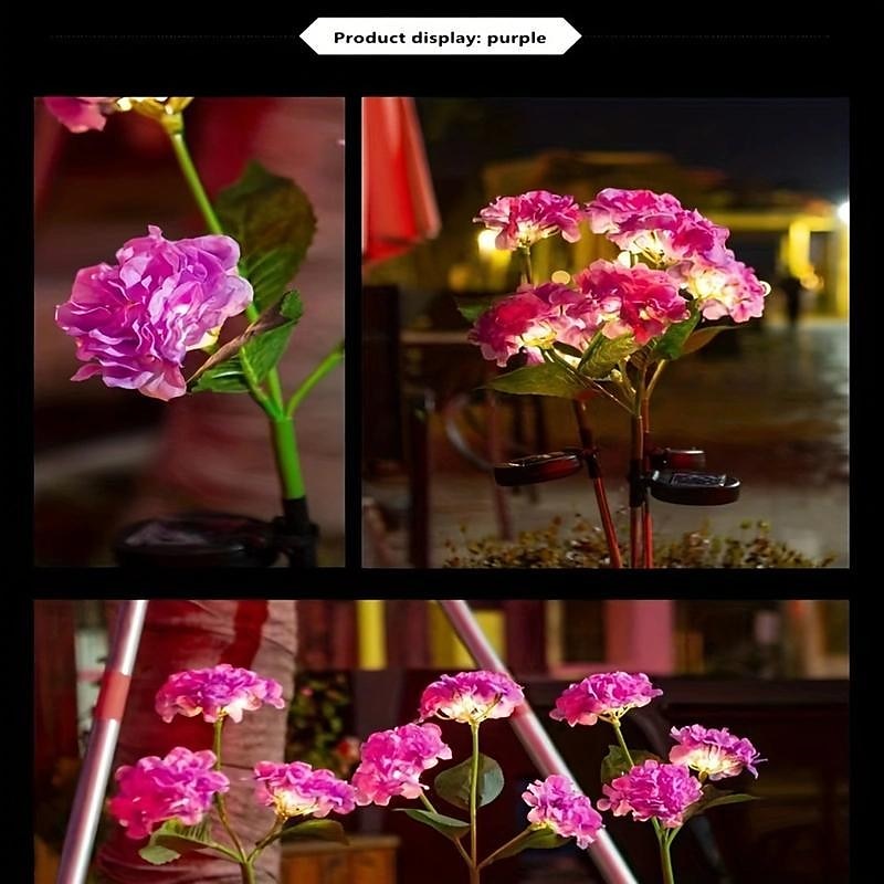 Hydrangea Solar Pathway Garden Stake Lights - Waterproof Solar Simulation Flower Floor Light for Villa, Courtyard, Lawn & Garden Decoration 2025 - $21.99 –P7