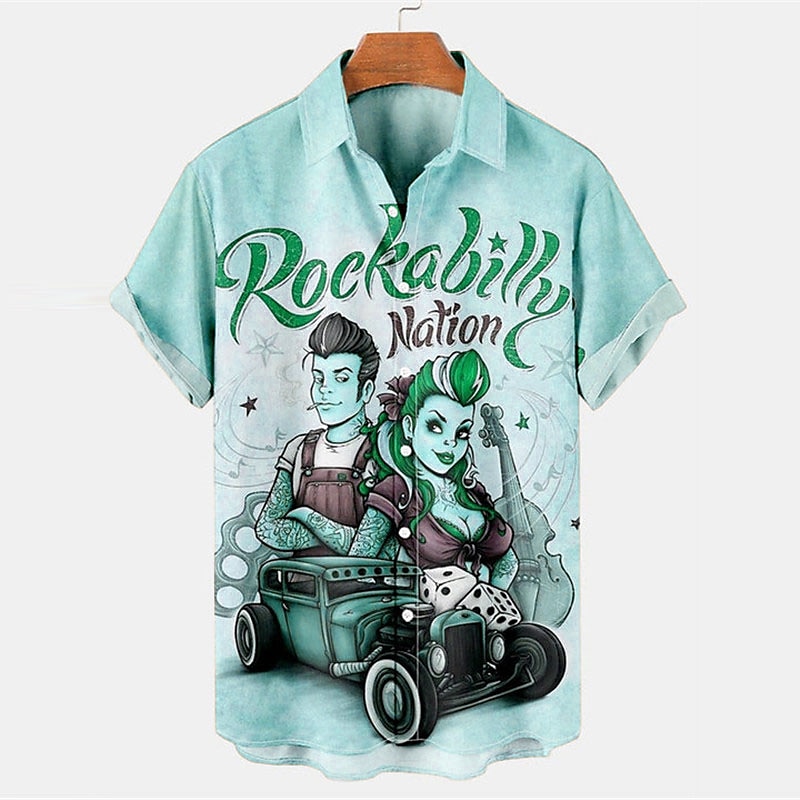 Miesten Kirjain Muotokuva Paita Havaiji paita Button Up paita Lyhythihainen Vintage Trooppinen Muoti Kausaliteetti Pyhäpäivä Kesä Kevät Sänkyjen avaus Painettu Painike alas Punastuvan vaaleanpunainen 2025 - $24.99 –P3