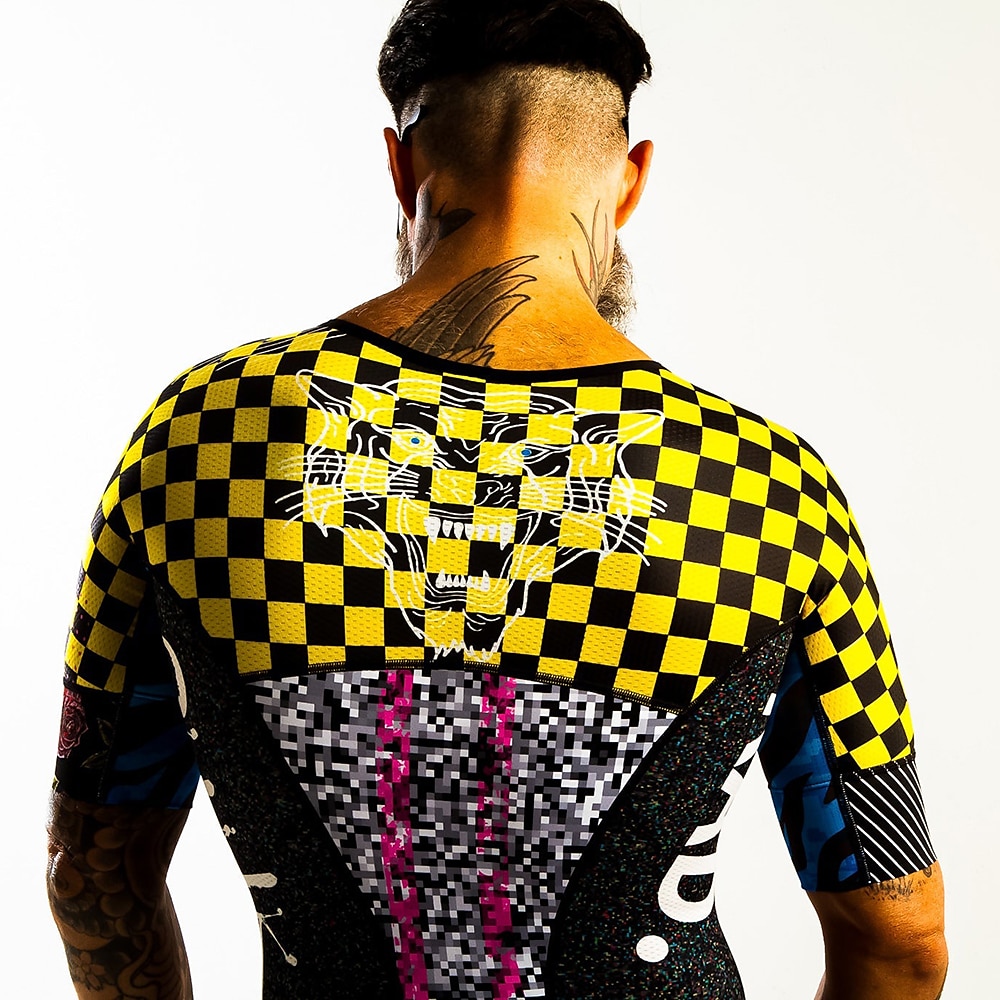 Men's Cycling Jersey with Shorts Short Sleeve Mountain Bike MTB Road Bike Cycling Yellow Graphic Bike Clothing Suit 3D Pad Breathable Quick Dry Back Pocket Polyester Spandex Sports Graphic Grid 2025 - $41.99 –P6
