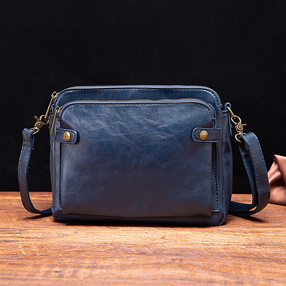 Men's Small Crossbody Bags Fashion Pu Leather Solid Black Shoulder