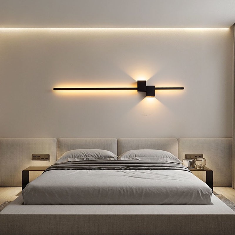Lâmpada de parede led design de tira para cima e para baixo luz 61/90cm moderna lâmpada de parede de fundo led sala de estar quarto cabeceira 10w alumínio luz de parede interna ligting arandela de 2026 por $154.99 –P3