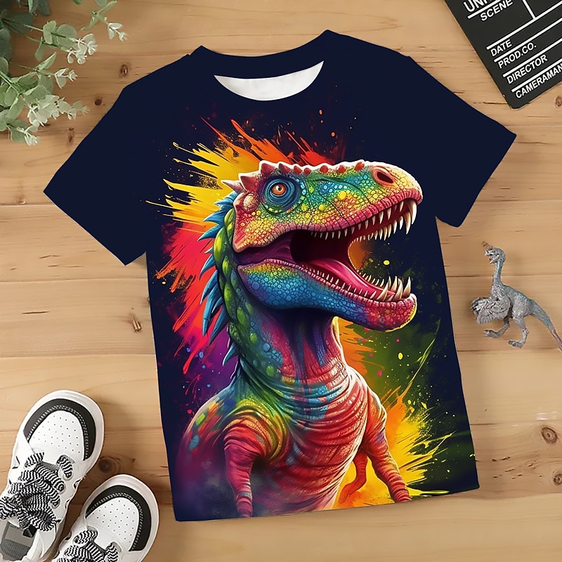 Jungen 3D Graphic Tier Dinosaurier T-Shirt Kurzarm 3D-Druck Sommer Frühling Aktiv Sport Modisch Polyester kinderkleidung 3-12 Jahre Outdoor Casual Täglich Regular Fit 2026 - $10.99 –P9