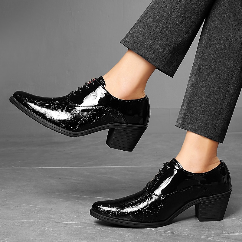 Herren-Oxford-Schnürschuhe aus weißem Lacklederimitat – elegante Schuhe mit Blockabsatz und Krokodilprägung im Vintage-Stil für Hochzeiten, Partys und formelle Anlässe 2025 - $54.99 –P15