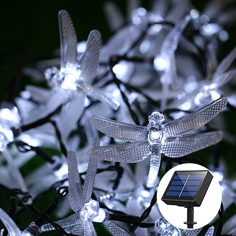 Solar-Lichterkette für die Gartendekoration – 5 m, 20 LEDs, Libelle und Schmetterling, wasserdichte Kranzlichter für den Rasen, Hochzeits- und Partydekoration 2025 - $14.99 –P11