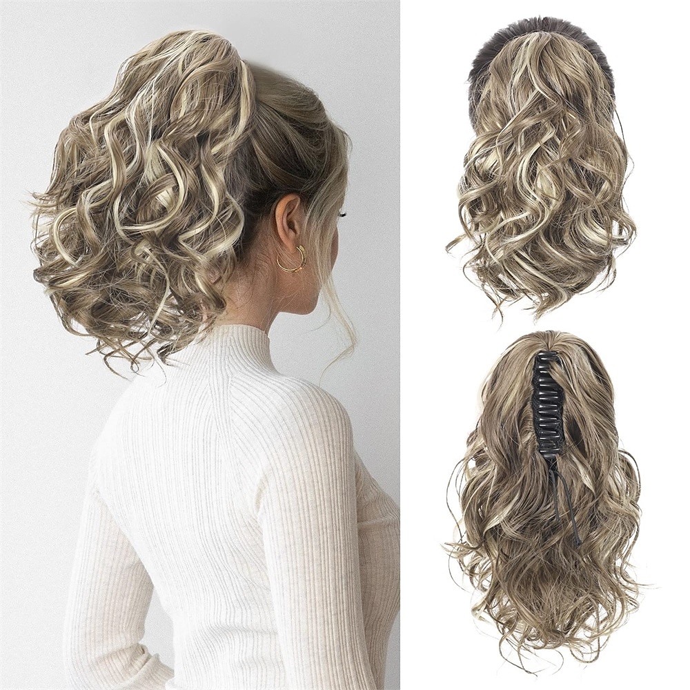 mettre en évidence l'extension de queue de cheval griffe courte épaisse ondulée bouclée mâchoire pince en fausses queues de cheval faux cheveux doux aspect naturel postiche synthétique pour les femmes de 2025 ? $19.99 –P10