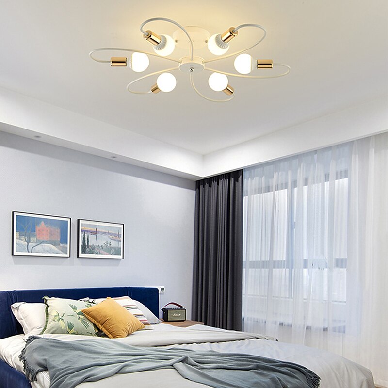 LED-Deckenleuchte, 6/8-flammig, dimmbar mit Fernbedienung, Unterputz-Deckenleuchte, Acryl-Lampenschirm, Kronleuchter, Schlafzimmer, Wohnzimmer, Blumenform, Schwarz/Weiß, 110–240 V 2025 - $129.99 –P7