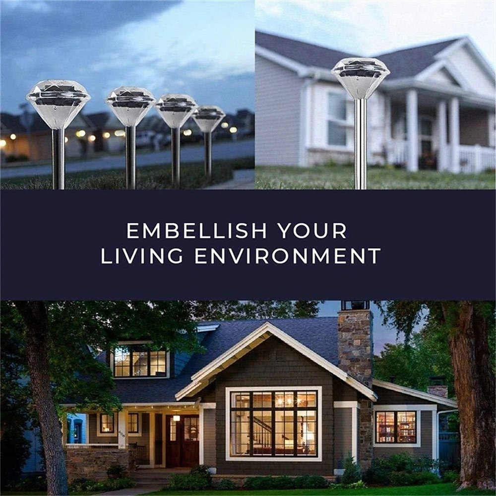 Солнечные садовые светильники, светодиодные светильники на солнечных батареях в форме ромба для свадеб, наружные садовые светильники на солнечных батареях, водонепроницаемые светодиодные светильники для дорожек, патио и газона, белый теплый разноцветный с 2026 - $16.99 –P6