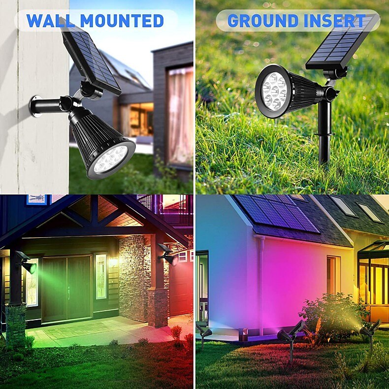 Solar Spot Lights Outdoor 2-in-1 Solar Landscape Spotlights Security Lights IP65 Waterproof Wall Lights for Walkway Yard Garden Driveway Pathway Garden 4/7 LED Beads 2025 - $18.49 –P9