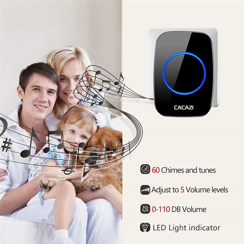 Wireless Doorbell kitPlug-in Receiverelderly pagerWaterproof Push Button with 1000 feet Operating Range 5 Volume Levels60 ChimesLED flash&CD Sound For Home/Office/Classroom Use 2025 - $27.99 –P5