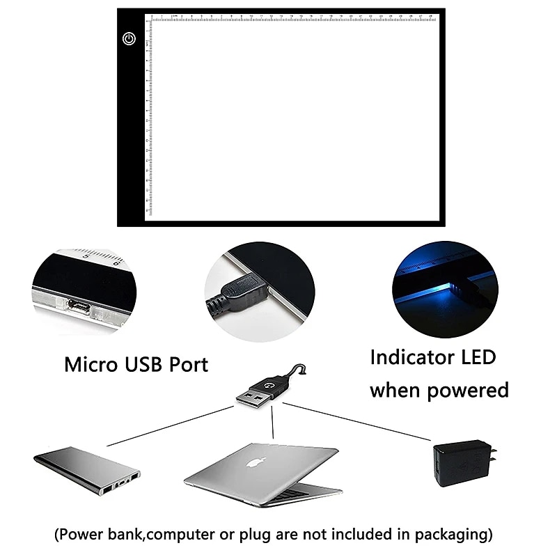 A4 LED Light Pad, Tracing Light Table with Scale Art, Light Table with USB Power, Ultra-Thin Copy Board 2025 - GBP £14 –P6