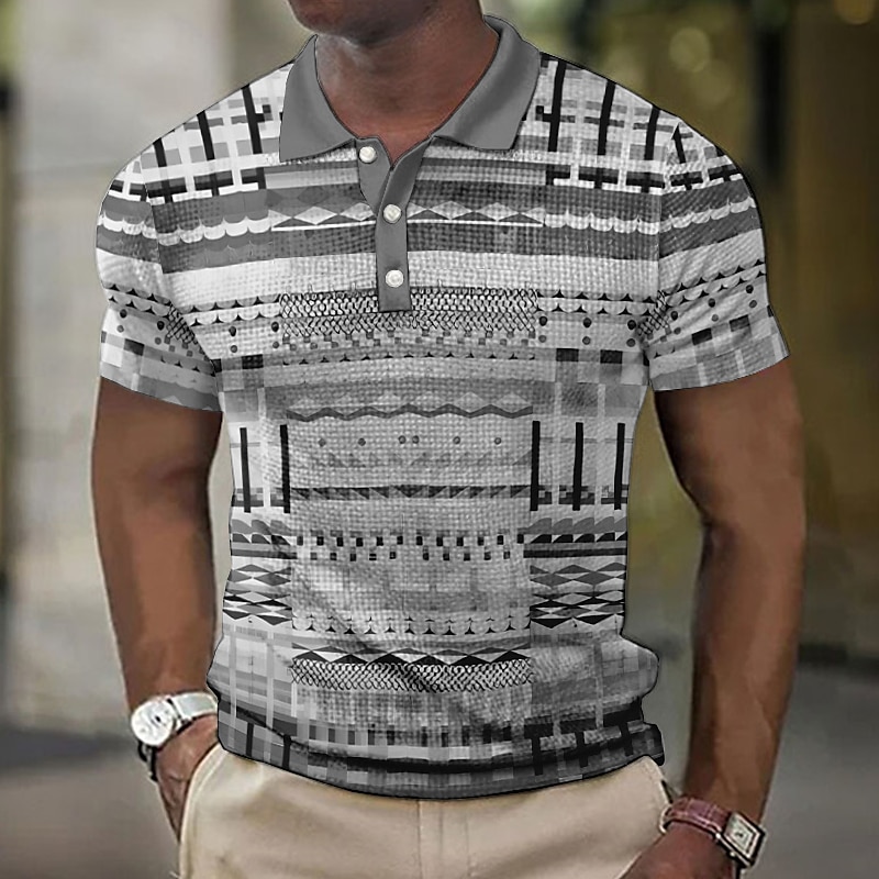Men's Plaid Waffle Polo Shirts Golf Shirt Short Sleeve Polo Shirts Collared Shirts Vintage Casual Vacation Wear Formal Wear Festival Wear Buttons 3D Print Yellow Blue Purple 2025 - $22.99 –P5