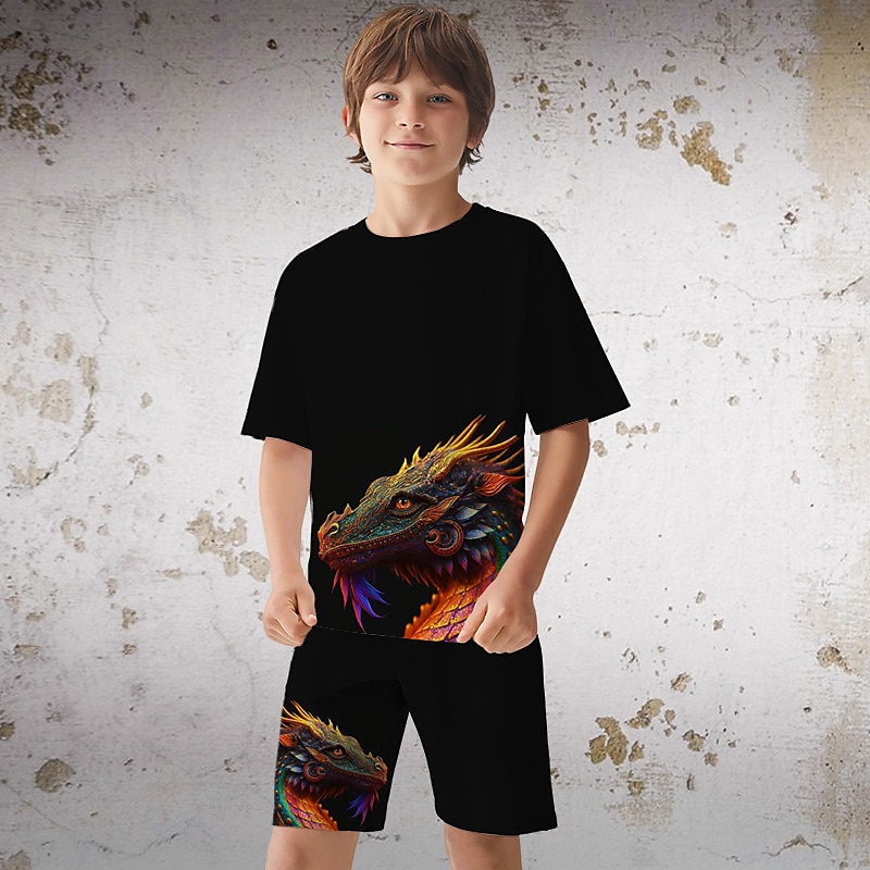 Boys 3D Graphic Dinosaur Dragon T-shirt & Shorts T-shirt Set Clothing Set Short Sleeve 3D prints Summer Spring Active Sports Fashion Polyester Kids 3-13 Years Outdoor Street Vacation Regular Fit 2025 - $17.99 –P8