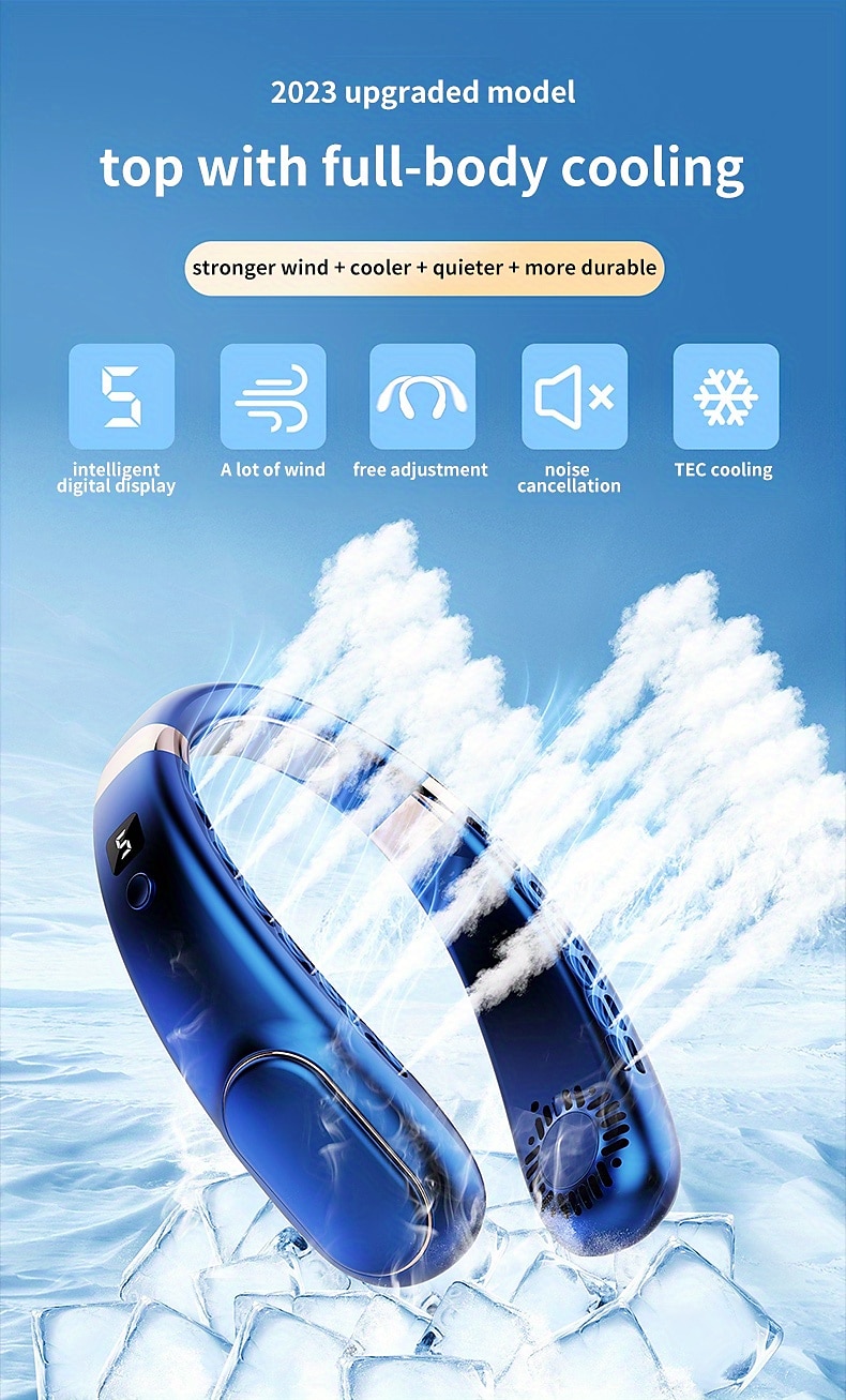 Portable Leafless Neck Fan – Quiet Mini Sports Fan with Strong Wind, USB Rechargeable for Outdoor Activities 2025 - $28.99 –P1