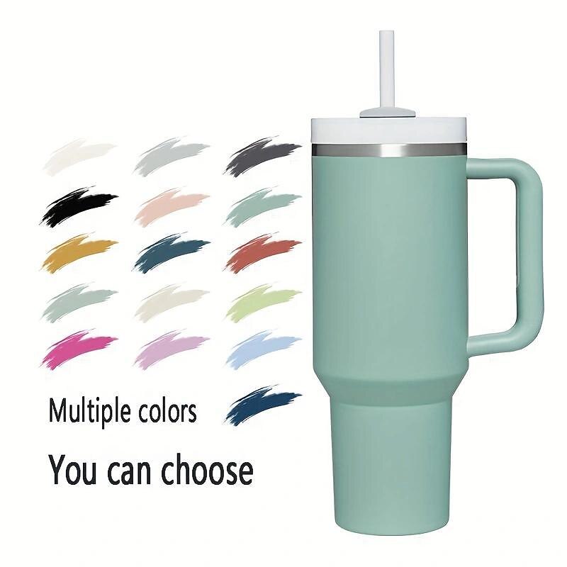 American-style 40oz Handle Car Cup With 304 Stainless Steel Straw