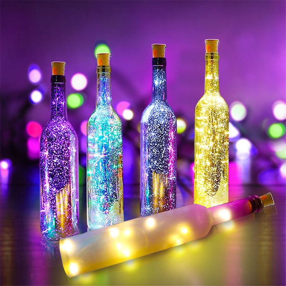 solcelledrevet vinflaske kork festival utendørs lys krans lys utendørs eventyr lys 2m 20 leds kobbertråd streng lys 2025 - $8.49 –P7