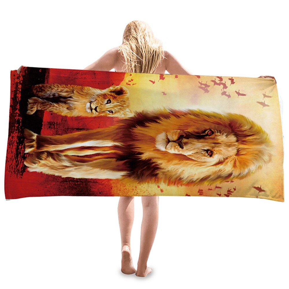 1PC Beach Swimming Towels Tiger Lion Wolf Cartoon Animal Pattern Printing Folded Quick-Dry Soft Towels Home Decor Travel 2025 - $12.99 –P11