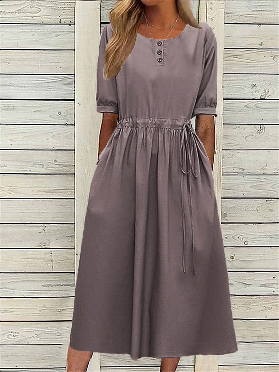 Per donna Blu marino Blu Viola chiaro Estate Primavera Autunno Vestito longuette Abito casual Vestito svasato Essenziale Moderno Informale Esterno Giornaliero Morbido Liscio Girocollo del 2025 a $23.99 –P3