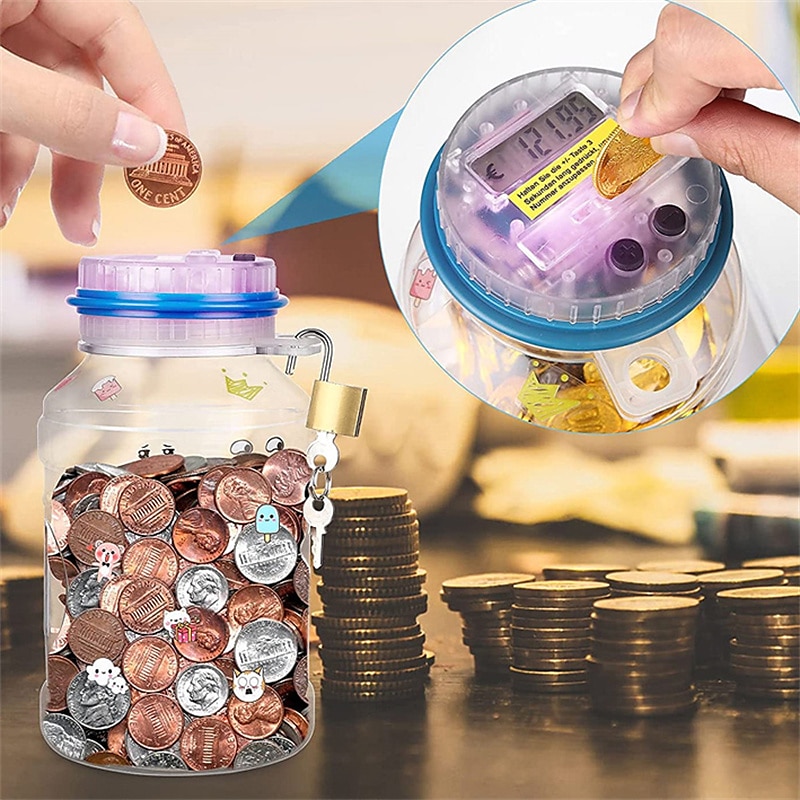 תצוגת lcd אוטומטית 7 צבעים פיגי בנק מונה מטבע אלקטרוני דיגיטלי lcd ספירת מטבע קופסא חיסכון כסף 2025 - $22.99 –P9