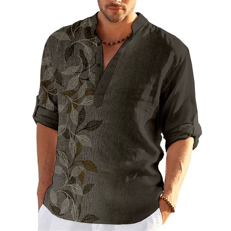 Per uomo Foglie Camicia Camicia con bottoni Manica lunga Di tendenza Streetwear Originale Informale Per uscire Estate Primavera Autunno Colletto alla coreana Stampa Blu Viola Verde Cachi Grigio del 2025 a $24.99 –P1