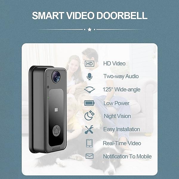 Смарт-видео дверной звонок, Wi-Fi, беспроводной домофон, дверное кольцо, камера, звонок, безопасность, широкий угол, двусторонний разговор 2025 - $37.99 –P7