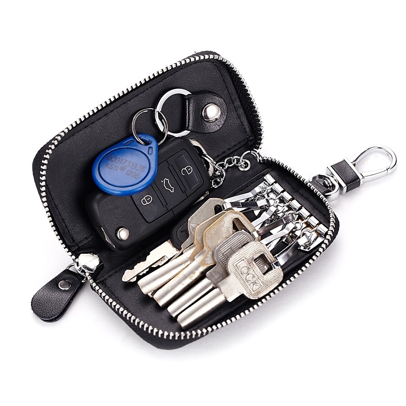 Cuero de vaca partido hombres mujeres llavero casa llavero bolsa organizador coche llave caso bolsa multifuncional pequeña cartera mini monedero 2025 - $14.99 –P2