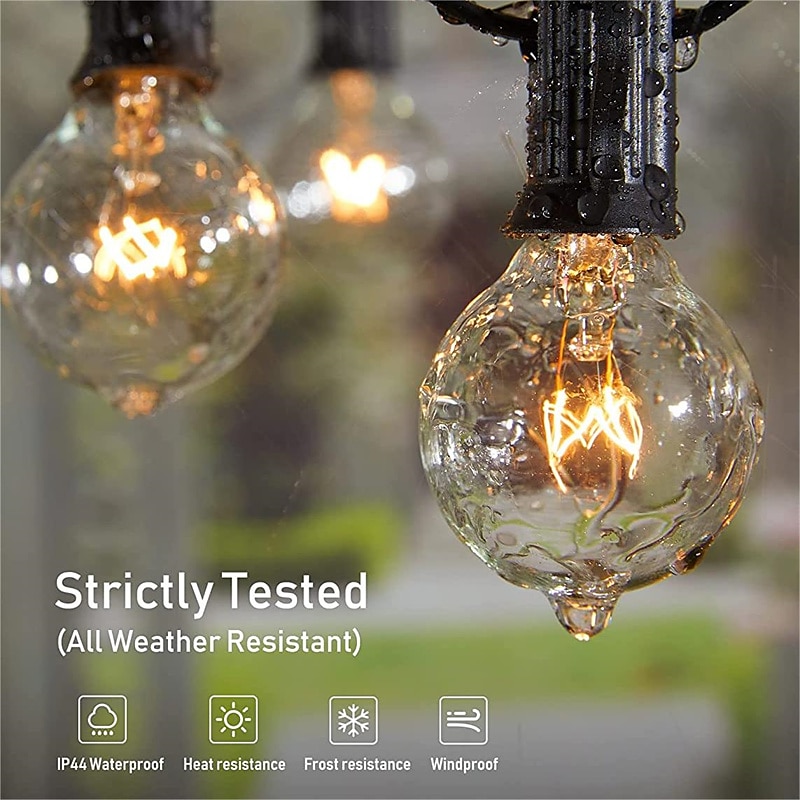 2025年 3M 7.5m ストリングライト 10/25/30/50 LED EL 1セット 温白色 グローブ / ボールストリングライト ホリデーライト パーティー 屋外 接続可 110-240 V  コレクション – $31.99 –P6