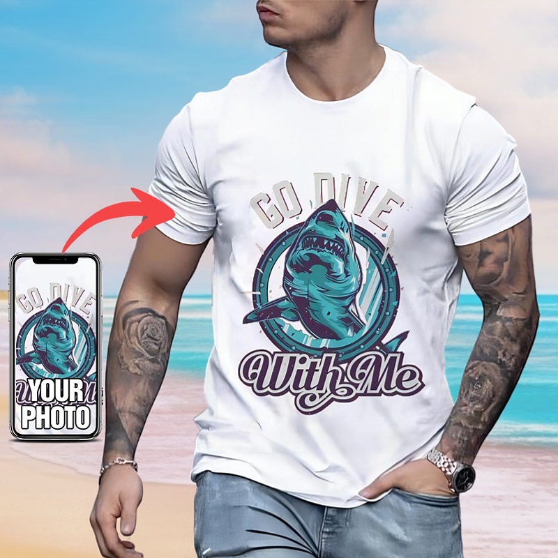 t-shirt personnalisé pour hommes 100% coton photo personnalisée design image texte lettre imprimés graphiques col rond noir blanc rouge bleu gris manches courtes t-shirt sport mode décontracté été de 2025 ? $19.49 –P8