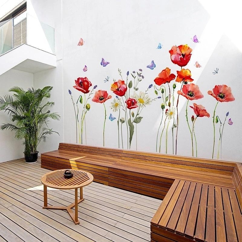 fleur plante papillon wall sticker fond mur salon chambre décoration wall sticker auto-adhésif wall sticker de 2025 ? $9.49 –P1