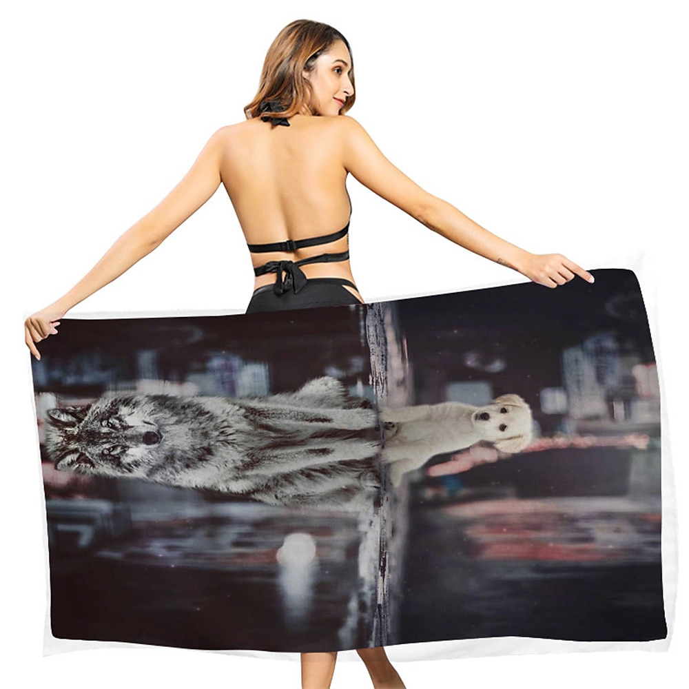 1PC Beach Swimming Towels Tiger Lion Wolf Cartoon Animal Pattern Printing Folded Quick-Dry Soft Towels Home Decor Travel 2025 - $12.99 –P12